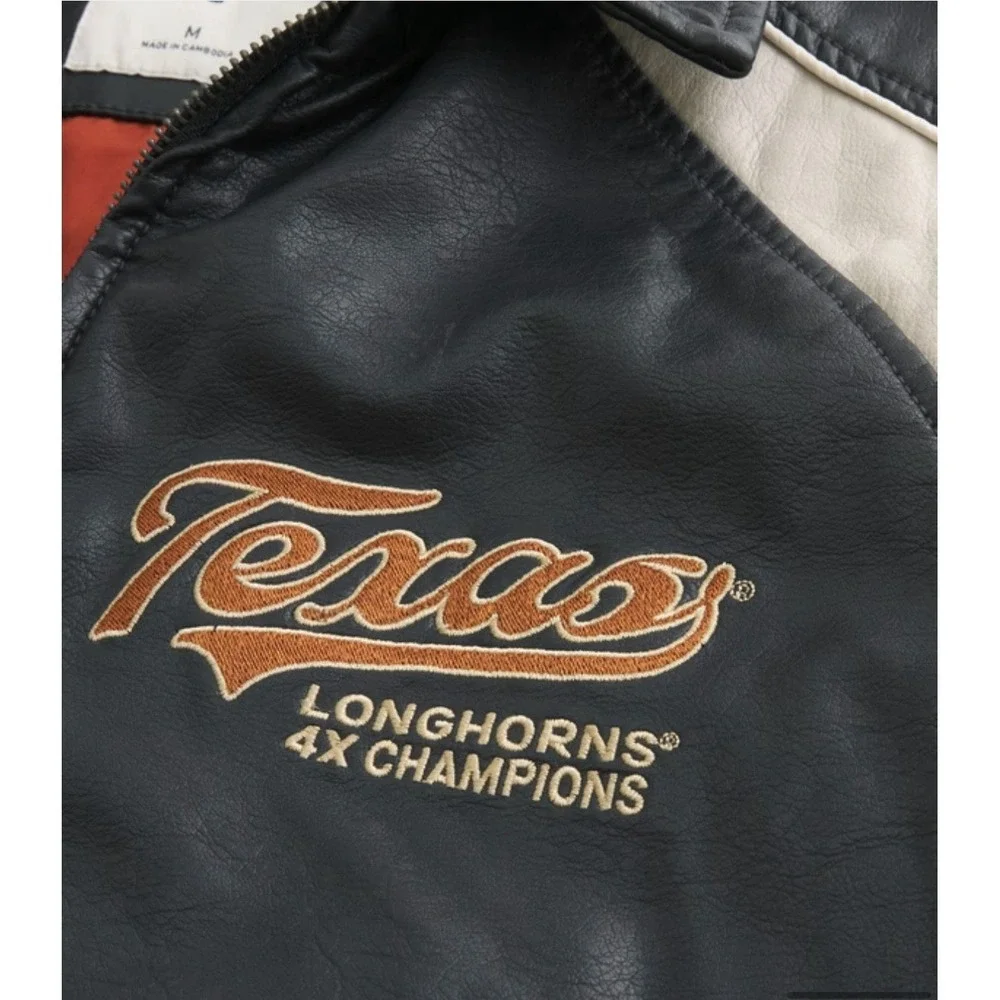 University of Texas at Austin Longhorns Graphic Faux Leather Jacket Men's XL New